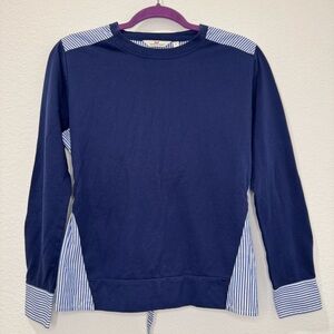 Vineyard Vines Blue & Stripes Long Sleeve Top with Drawstring Waist size Small